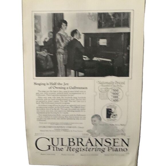 Vintage 1923 Gulbransen Registering Piano Ad Advertisement - Picture 4 of 4